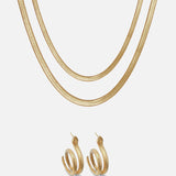Sardinia Serpent Set in gold: two layered serpent chains with matching serpent hoop earrings