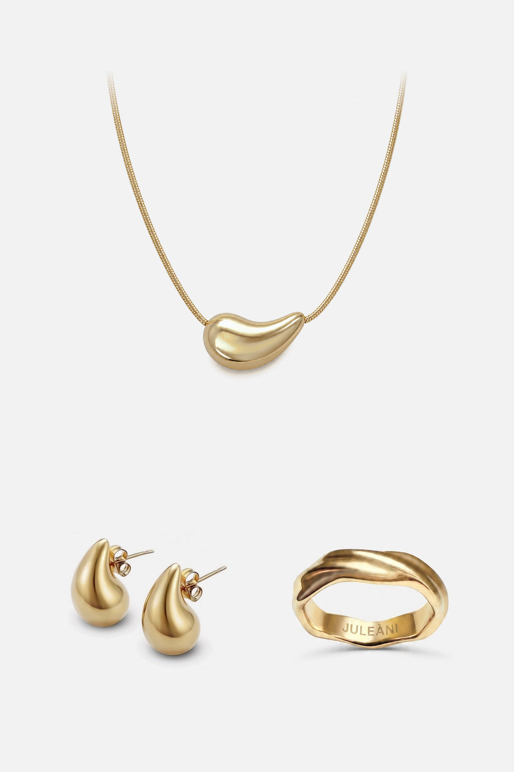 Tenerife 3-Piece Set in gold, all three pieces together
