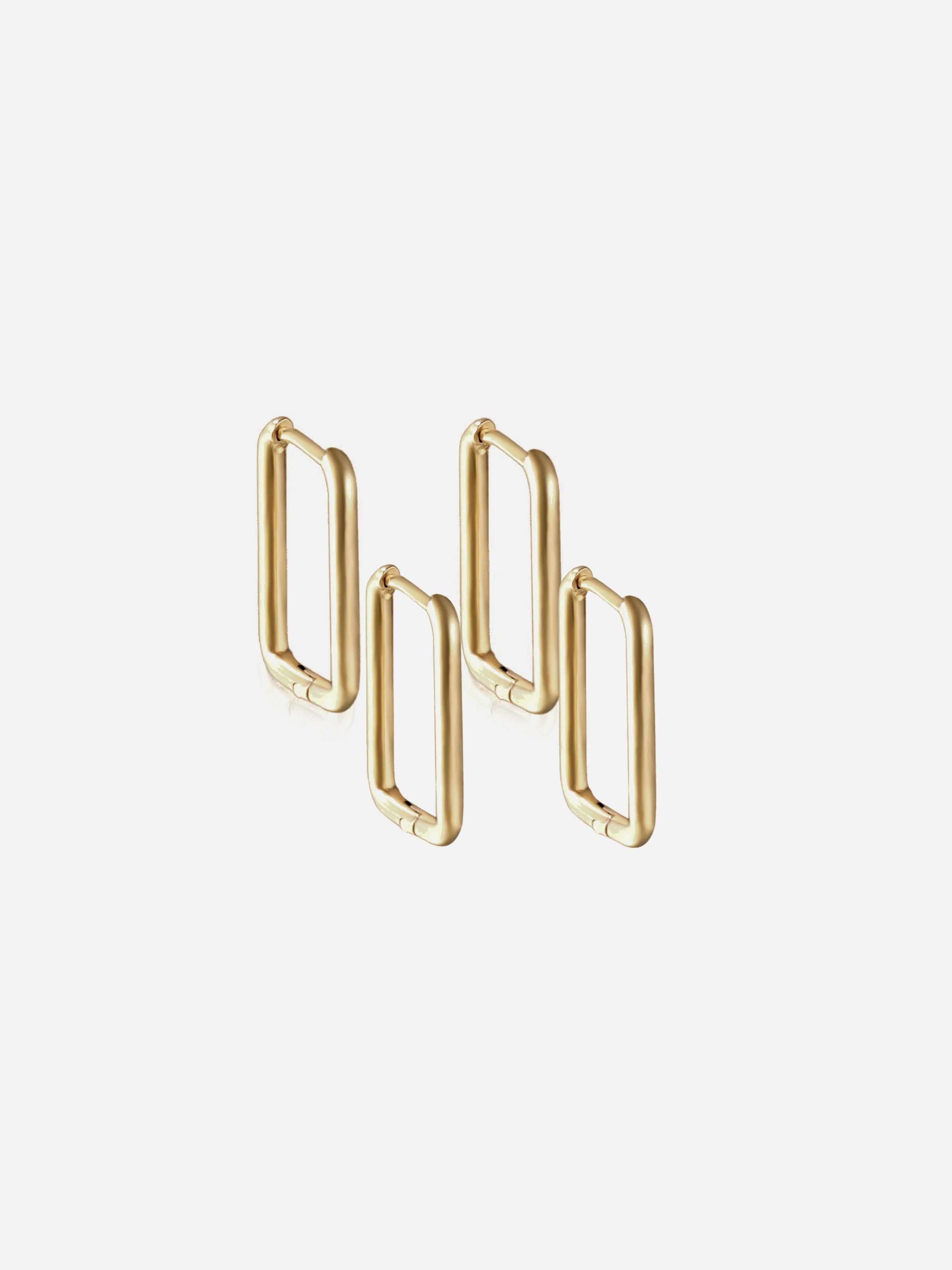 Juleani Barbados Buckle Earrings in gold, four hoops