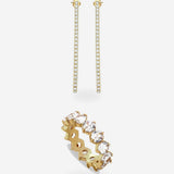 Parìs Charm Set - gold pave drop earrings and charm ring